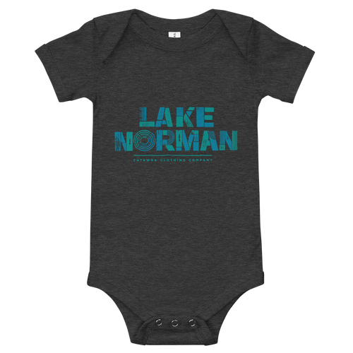 Lake Norman Modern Print Onesie - Heather Dark Grey